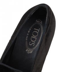 Pre Owned Tod's Dark Brown Velvet Loafers Size 41.5