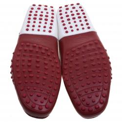 Pre Owned Tod's For Ferrari White and Red Leather Bow Loafers Size 44.5