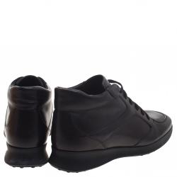 Pre Owned Tod's Black Leather High Top Lace Up Sneakers Size 43