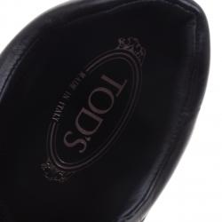 Pre Owned Tod's Black Leather High Top Lace Up Sneakers Size 43