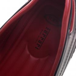 Pre Owned Tod's For Ferrari Black and Red Leather Bow Loafers Size 44.5