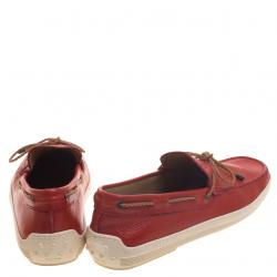 Pre Owned Tod's Red Leather Moccasins Size 42.5