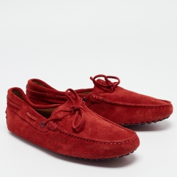 Tod's Red Suede Slip On Loafers Size 39.5