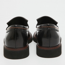 Tod's Black Leather Tassel Fringe Detail Loafers Size 36.5