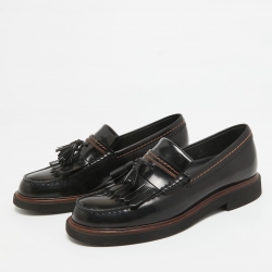 Tod's Black Leather Tassel Fringe Detail Loafers Size 36.5