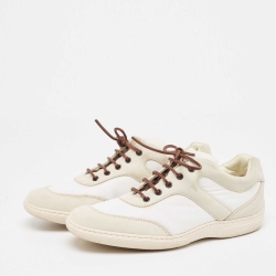 Pre Owned Tod's Grey Canvas and Suede Low Top Sneakers Size 42