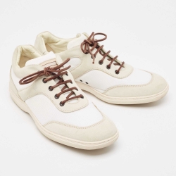 Pre Owned Tod's Grey Canvas and Suede Low Top Sneakers Size 42