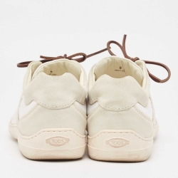 Pre Owned Tod's Grey Canvas and Suede Low Top Sneakers Size 42