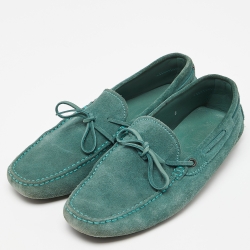 Tod's Green Suede Gommino Slip On Loafers Size 39.5