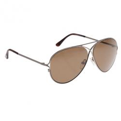 Pre Owned Tom Ford Silver and Brown Peter Aviators