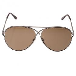 Pre Owned Tom Ford Silver and Brown Peter Aviators