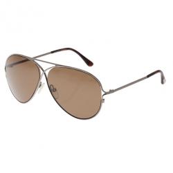 Pre Owned Tom Ford Silver and Brown Peter Aviators