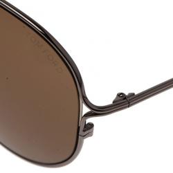 Pre Owned Tom Ford Silver and Brown Peter Aviators