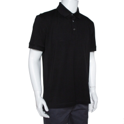 Pre Owned Tom Ford Black Cotton Pique Short Sleeve Polo T-Shirt 3XL
