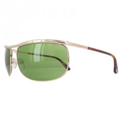 Pre Owned Tom Ford Shiny Rose Gold/Green FT0418 Square Sunglasses