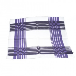 Pre Owned Tom Ford Off White and Purple Basket Weave Printed Silk Pocket Square