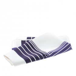 Pre Owned Tom Ford Off White and Purple Basket Weave Printed Silk Pocket Square