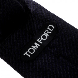 Tom Ford Navy Blue Textured Silk Jacquard Tie