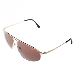 Pre Owned Tom Ford Gold/Brown TF189 Nicholai Aviator Sunglasses
