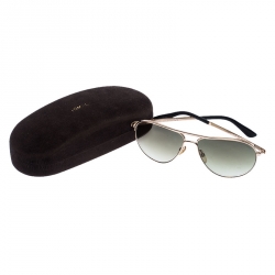 Tom Ford Rose Gold/Green Gradient Marko TF144 Aviator Sunglasses