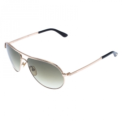 Tom Ford Rose Gold/Green Gradient Marko TF144 Aviator Sunglasses