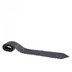 Tom Ford Grey Houndstooth Patterned Silk Jacquard Traditional Tie