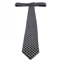 Tom Ford Grey Houndstooth Patterned Silk Jacquard Traditional Tie