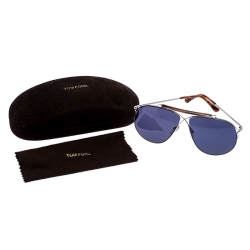 Pre Owned Tom Ford Black/Silver TF 193 Magnus Aviator Sunglasses