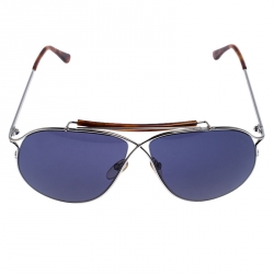 Pre Owned Tom Ford Black/Silver TF 193 Magnus Aviator Sunglasses