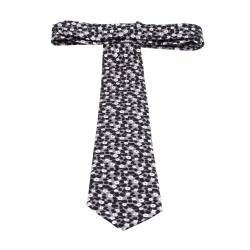 Tom Ford Grey and Black Floral Print Silk Traditional Tie