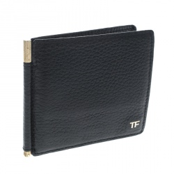 Pre Owned Tom Ford Black Leather Money Clip Wallet