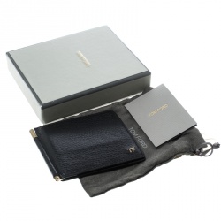 Pre Owned Tom Ford Black Leather Money Clip Wallet