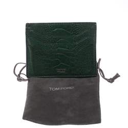 Pre Owned Tom Ford Green Ostrich Leg Skin Card Holder