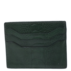 Pre Owned Tom Ford Green Ostrich Leg Skin Card Holder