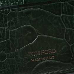 Pre Owned Tom Ford Green Ostrich Leg Skin Card Holder