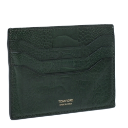 Pre Owned Tom Ford Green Ostrich Leg Skin Card Holder