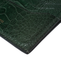 Pre Owned Tom Ford Green Ostrich Leg Skin Card Holder