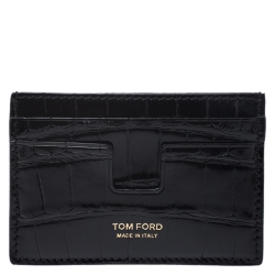 Tom Ford Black Glossy Alligator Card Holder