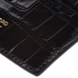 Tom Ford Black Glossy Alligator Card Holder
