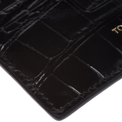 Tom Ford Black Glossy Alligator Card Holder