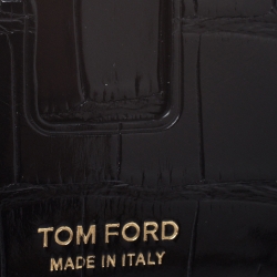 Tom Ford Black Glossy Alligator Card Holder