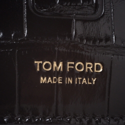 Tom Ford Black Glossy Alligator Card Holder