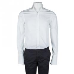 Tom Ford White Cotton Long Sleeve Button Front Tuxedo Shirt S