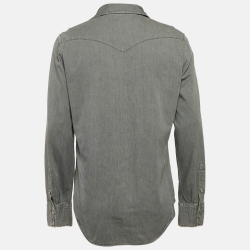 Pre Owned Tom Ford Grey Denim Button Front Full Sleeve Shirt L