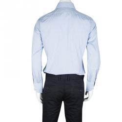Tom Ford Blue and White Striped Button Front Long Sleeve Shirt L