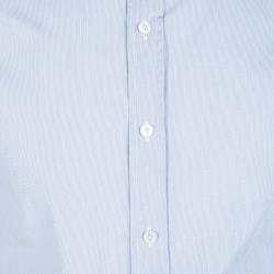 Tom Ford Blue and White Striped Button Front Long Sleeve Shirt L