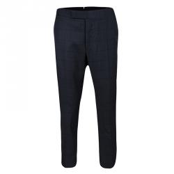 Tom Ford Navy Blue Checked Wool Three Piece Tailored Suit L
