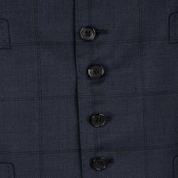 Tom Ford Navy Blue Checked Wool Three Piece Tailored Suit L