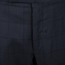 Tom Ford Navy Blue Checked Wool Three Piece Tailored Suit L