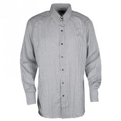 Pre Owned Tom Ford Monochrome Checked Metal Bar Detail Long Sleeve Button Front Shirt 4XL